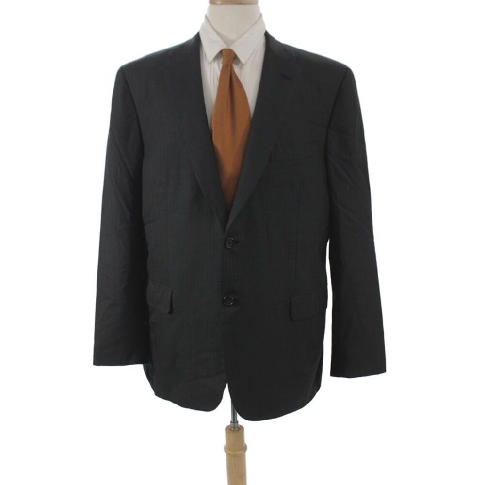 Brioni Mens Wool Striped Blazer Gray Button Size 40
